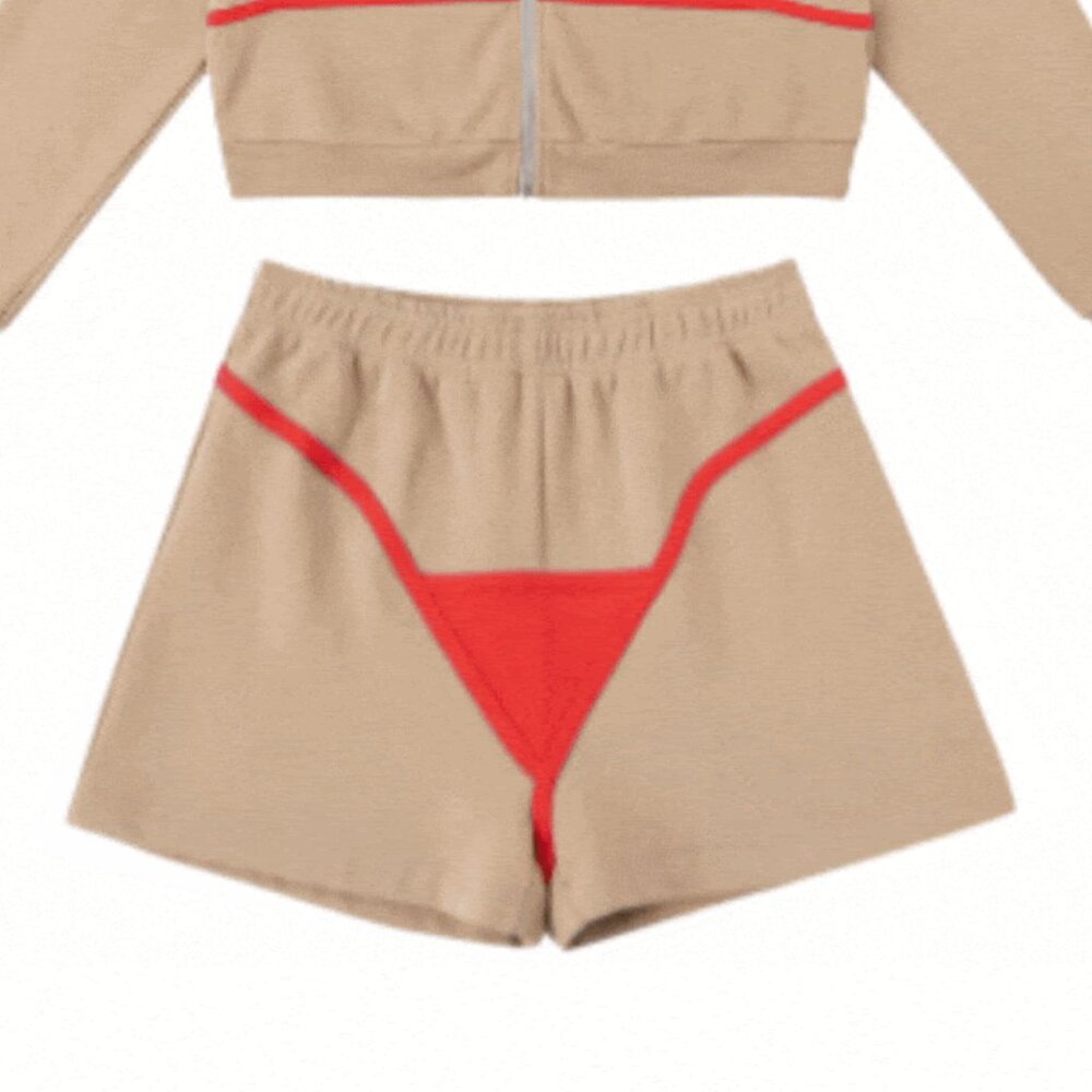 NWT FBC Bikini Bod Sweatshorts in Beige/Red – S – Fashion Brand Company